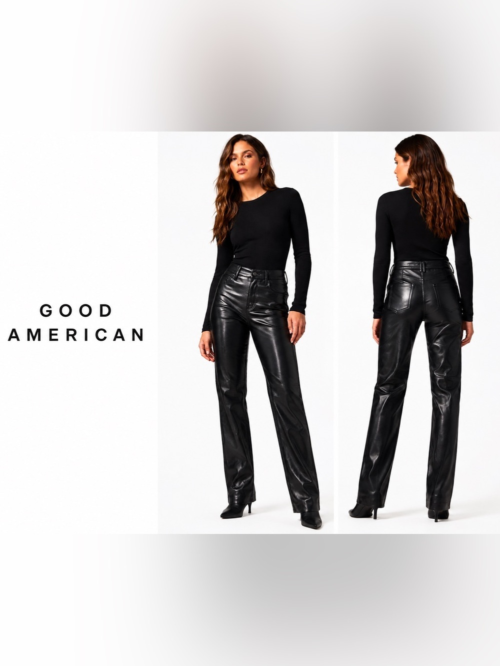 Good American Better Than Leather Good Legs Pants Black Size 00/24 Faux Leather